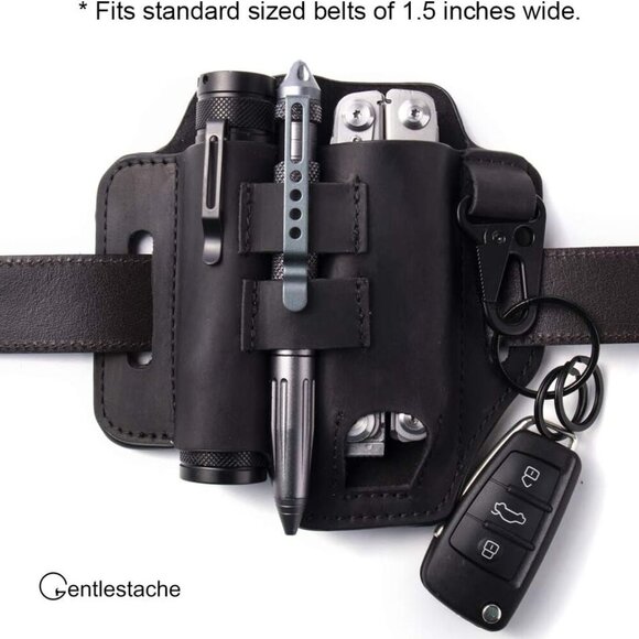 Multitool Belt Sheath, EDC Leather Belt Organizer, Belt Holder with Multitool Po - Picture 3 of 9